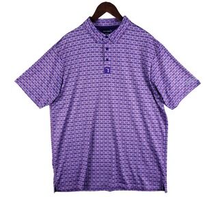 Bogey Bros Golf Polo Shirt Men's XXL Purple Send It All Over Print Short Sleeve